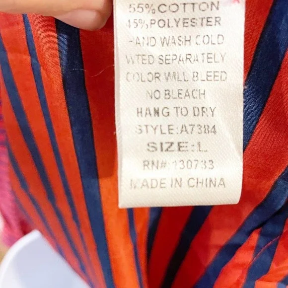 Umgee Tie Front Striped Blouse Orange Size Large - Picture 10 of 11